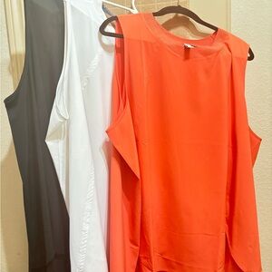 3 Athleta Zephyr Tanks 3X, black, white and coral